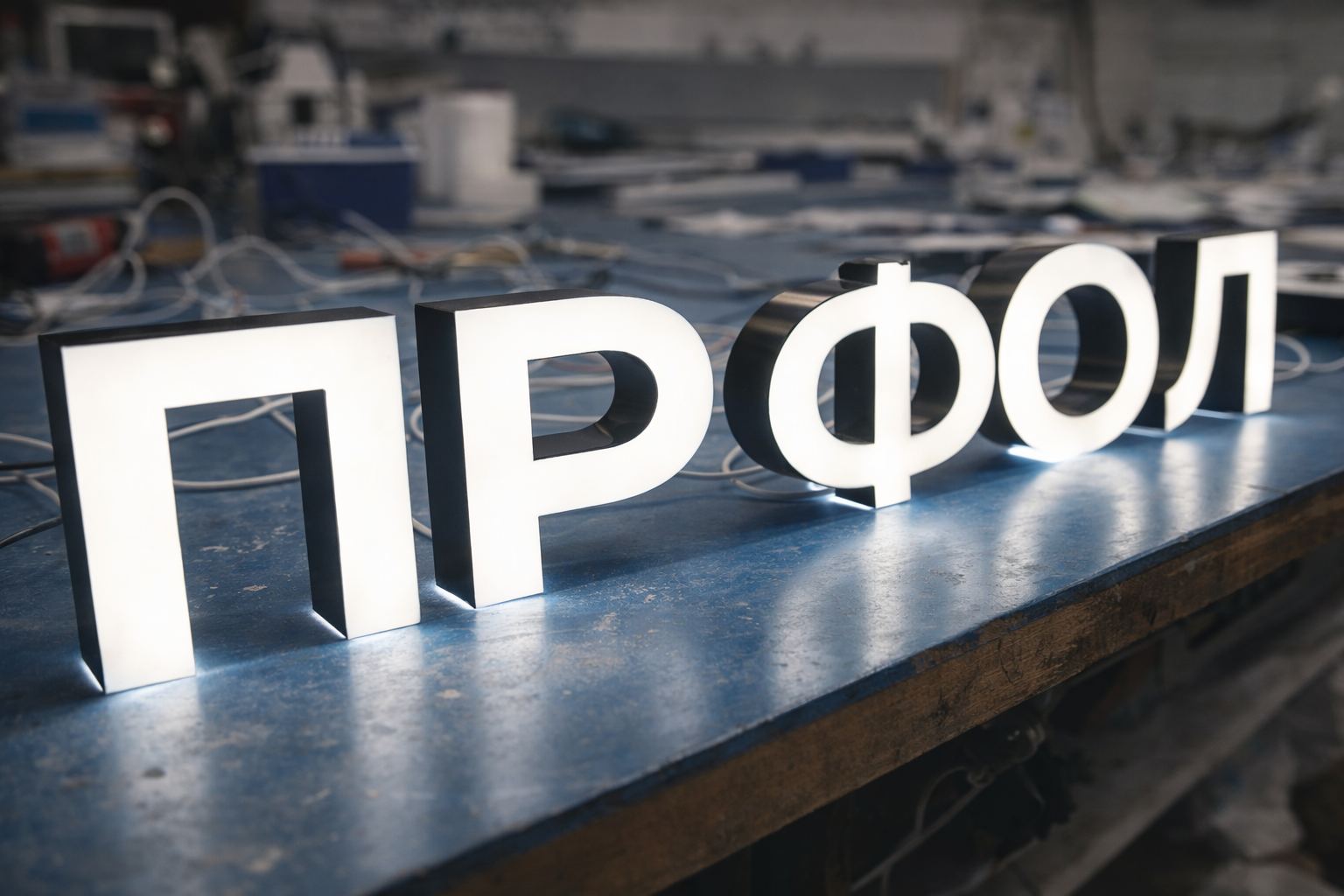 Объёмные буквы в цехе